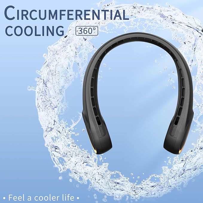 FrSara Portable Fan, Personal Neck Fan that Blows Cold Air, Upgraded 4000mAh,Long Endurance,Upgraded air volume,Easier to Use,360° Cooling,No Hair Twisting,Non-Slip Material,Rechargeable,3-Speed