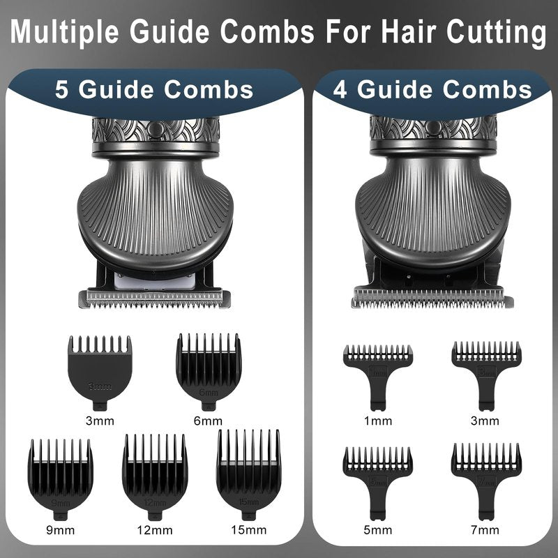 Hatteker Beard Trimmer Kit for Men Professional Hair Clipper T-Blade Beard Hair Shaver Nose Trimmer Hair Cutting Kit Body Grooming Kit Cordless 6 in 1