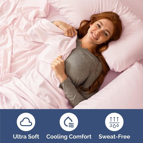 King Size 4 Piece Sheet Set - Comfy Cooling Bed Sheets for Luxury Bedding - Deep Pockets, Soft, Wrinkle-Free - Oeko-Tex Certified Lavender Pink
