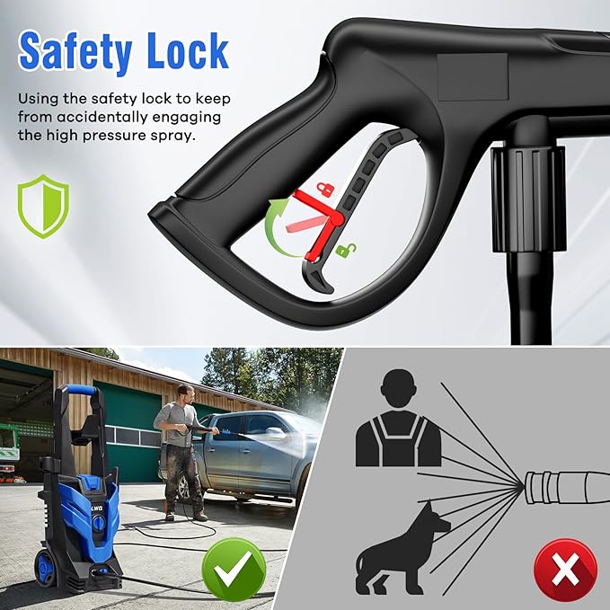 Pressure Washer, Power Washer with 4 Quick Connect Nozzles 1 Foam Cannon, Pressure Cleaning Machine for Cars/Fences/Driveways/Patios/Home Cleaning