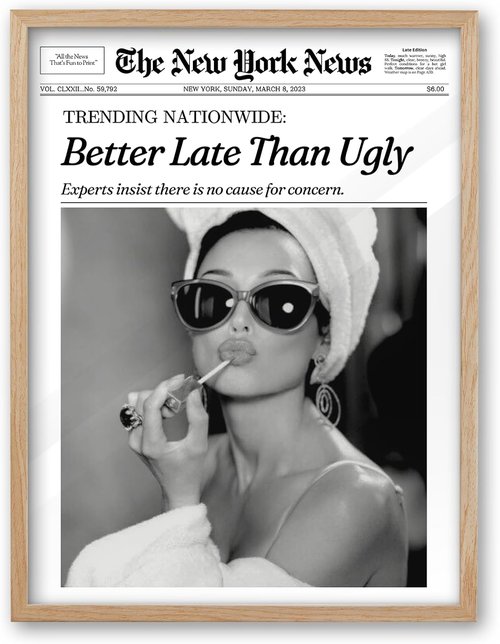 iHery Framed Audrey Hepburn Wall Art - Vintage Newspaper Canvas Decor, 12x16 in for Bedroom & Bathroom