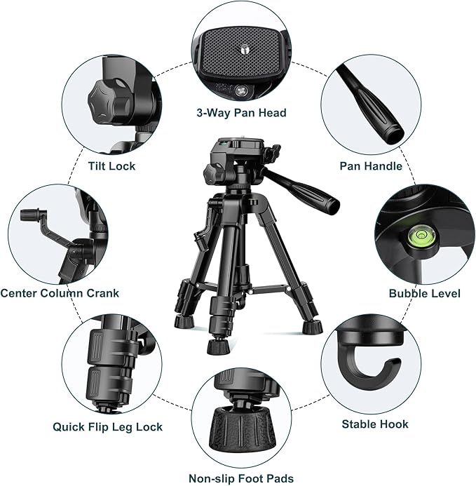 JOILCAN Mini Tripod for Camera, 25" Tabletop Camera Tripod, Portable Travel Tripod with Phone/Tablet Holder, Lightweight Aluminum Tripods for DSLR Phone Spotting Scope