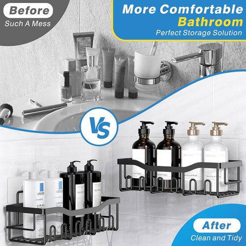 EUDELE Adhesive Shower Caddy - 5 Pack Rustproof Stainless Steel Bath Organizers | No Drilling Shelves for Easy Bathroom Storage