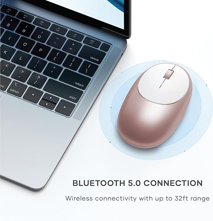 Satechi M1 Wireless Bluetooth Mouse, USB-C Rechargeable, Compact & Portable, for MacBook Air/Pro/Neo, iPad Air/Pro, iPad mini, Mac mini, iMac & Windows - Rose Gold