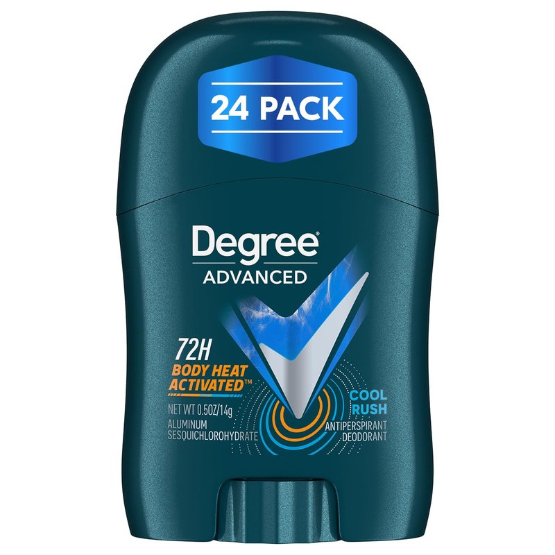 Degree Men Travel Deodorant, Bulk, Cool Rush 24-Pack – 72H Body Heat Activated Mini Antiperspirant, 0.5 Oz Ea