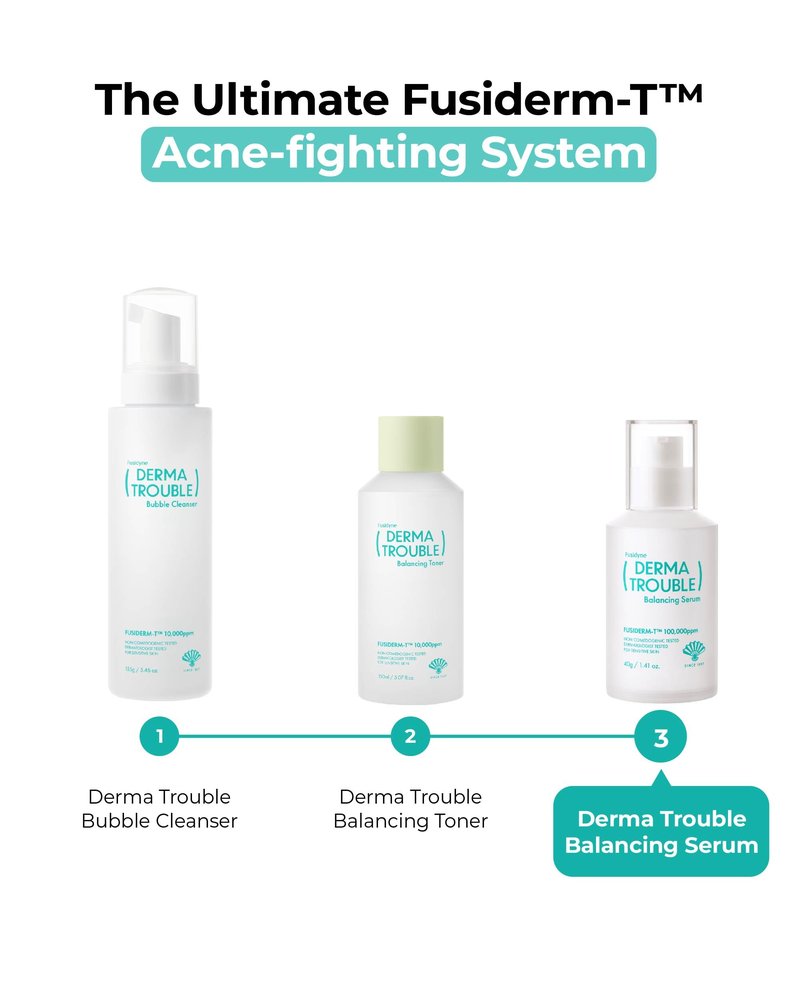 Fusidyne Derma Trouble Balancing Serum (1.4oz) - Korean Skin Care Serum with Fusiderm-T 100,000ppm to Help Support Moisture and Oil Balance for Acne-Prone Skin