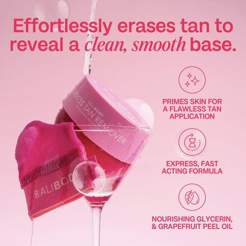 Bali Body Express Tan Remover | Self Tanner Remover & Exfoliating Body Scrub | Fake Tanning Eraser for Streak-Free Skin | Works on Self Tan, Fake Tan & Spray Tan | Vegan, Grapefruit Scent