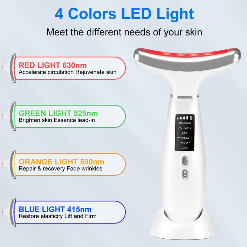 Red Light Therapy for face,Facial Massager,Skin Care Tool,for Anti-Aging, at Home,Lifting and Tightening Sagging Skin (Pearl White)