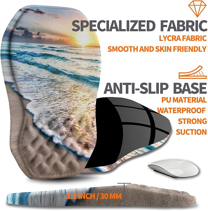 Armanza Ergonomic Slope Mouse Pad Wrist Support, Wrist Rest Mousepad for Carpal Tunnel Pain Relief with Massage Bulge and Slow Rebound Memory Foam (12x8 inch, Sunrise Beach)