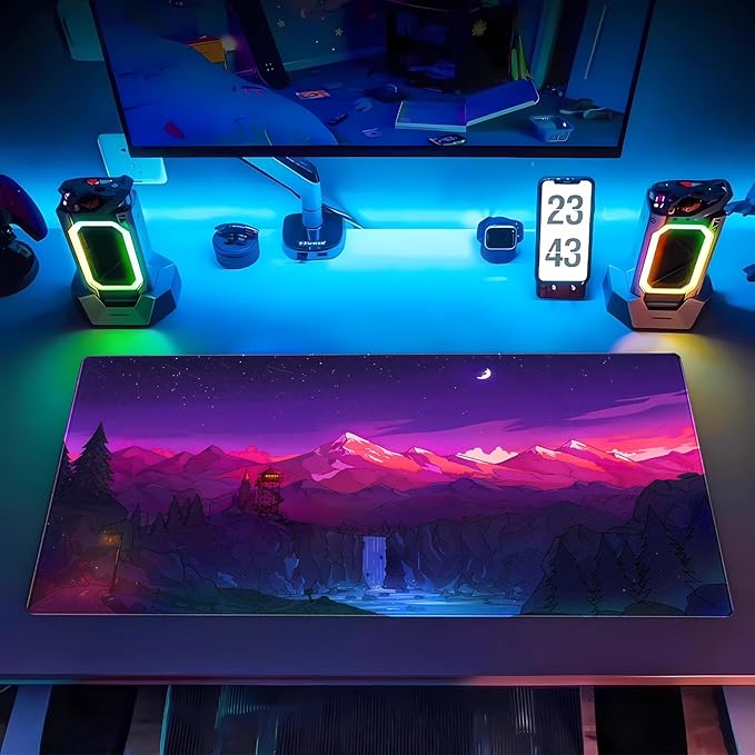 Purple & Pink Gaming Mouse Pad, 31.5 x 15.7 Inch
