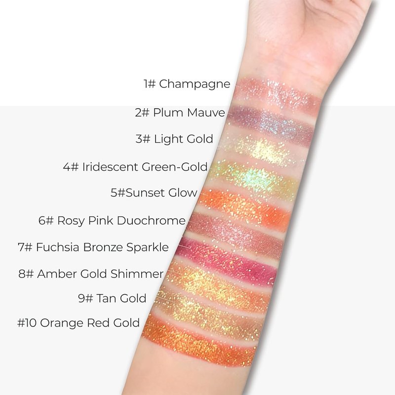 Duochrome Glitter Eyeshadow - Ultra-Fine Color Shifting Metallic Shimmer | Long-Lasting Holographic Makeup (#1 Champagne Pink)