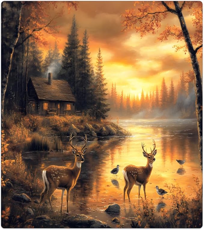 Autumn Deer Lake Forest Dishwasher Magnet Cover for The Front Magnetic Dishwasher Door Covers Dish Washer Sticker Wrap Home Decorative Appliances Panel Decal Kitchen Decor 23" x 26" (Magnetic)