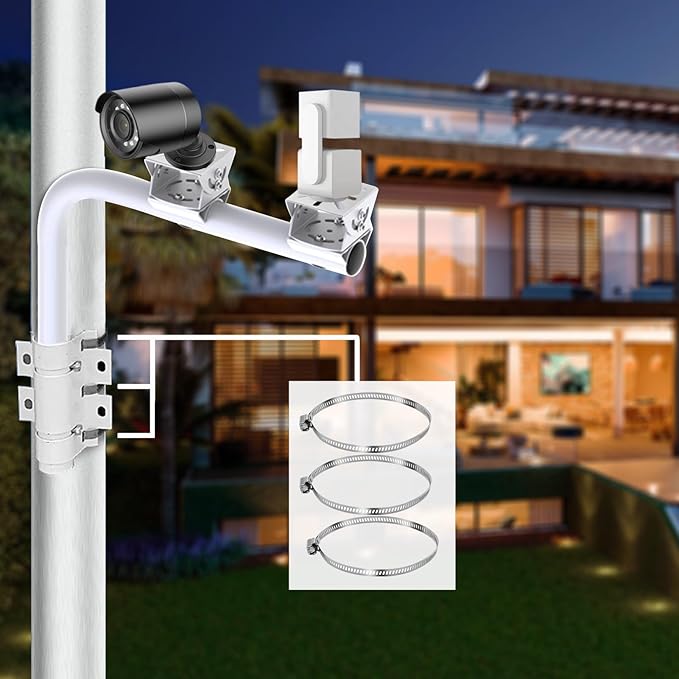 WiTi Heavy Duty Dual Mount 15.7inch (40cm) Arm Bracket for Tempest Weather Station, Cameras, Long Pole with 2 Mounts for Security Surveillance System, Weather Station, Project and Home Solution