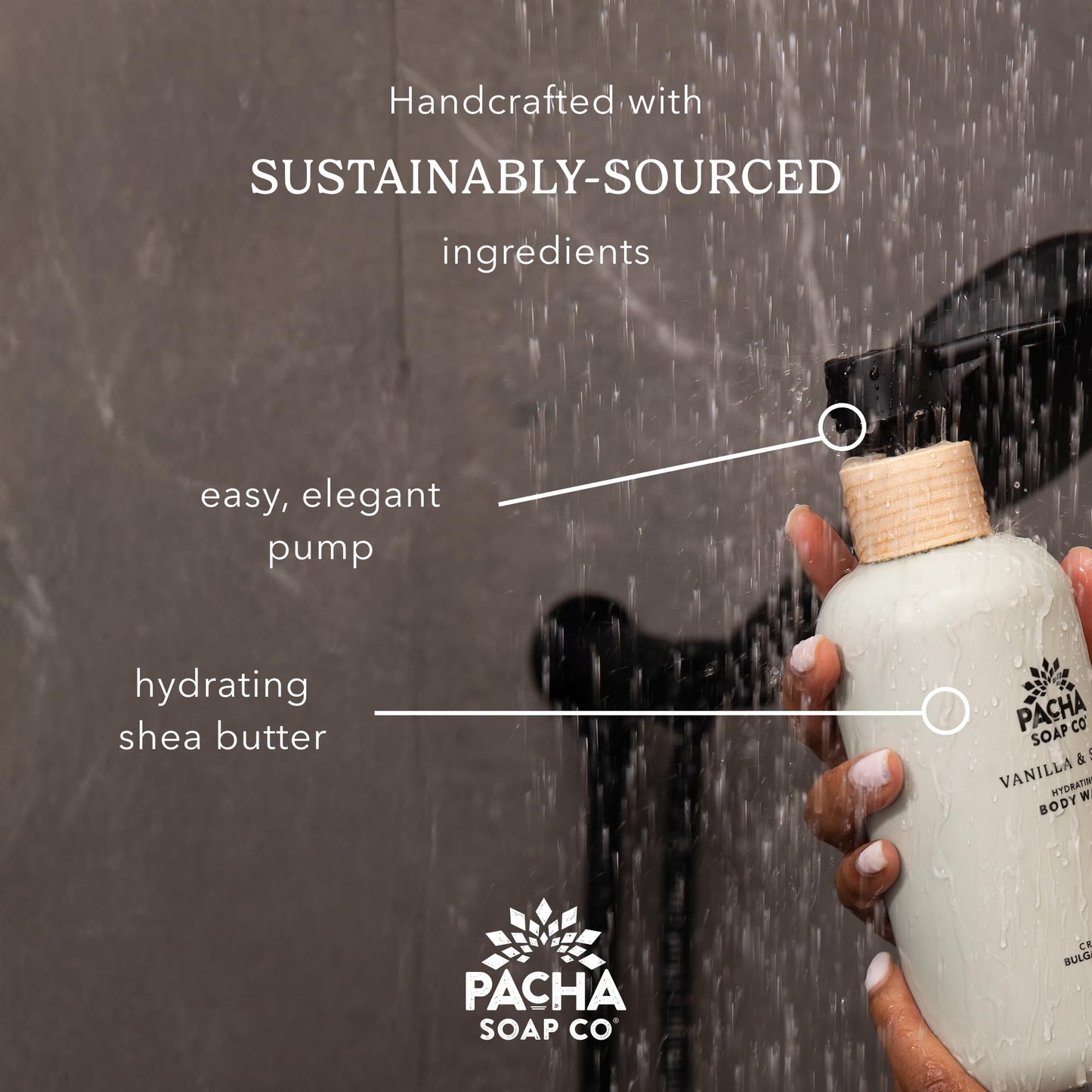 Pacha Soap Co. Body Wash - White Blossom & Fig Scent, Hydrating & Moisturizing Formula with Clean Ingredients and Essential Oils, Paraben-Free, Dye-Free, Made in USA, 2-Pack (16 fl oz Each)