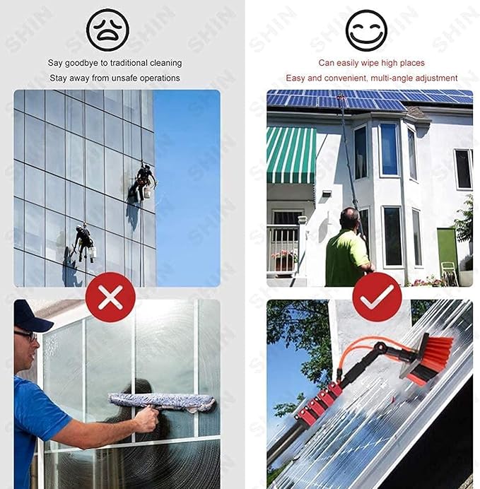 Photovoltaic Panel Cleaning,Cleaning Pole,Water Fed Telescopic Brush,Window Clean,Extendable Cleaner Conservatory Roof Cleaning Tools,7.2m/24FT