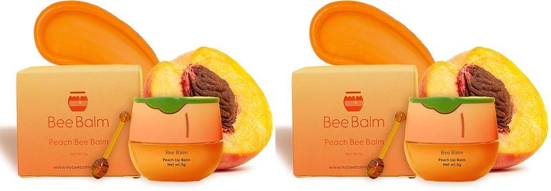 My Bee Balm Lip Balm - Peach Hydrating Balm for Dry, Chapped Lips | Propolis & Honey, 2-Pack