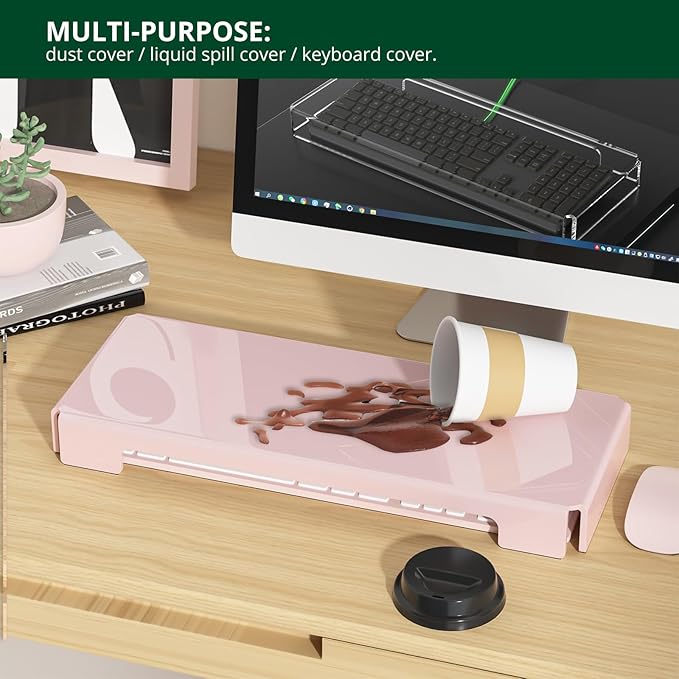 BOSSCASA Acrylic Computer Keyboard Cover, Mechanical Keyboard Dust Cover PC Keyboard Cat Protector, Cat Keyboard Protector (1 Pack, Lightpink)
