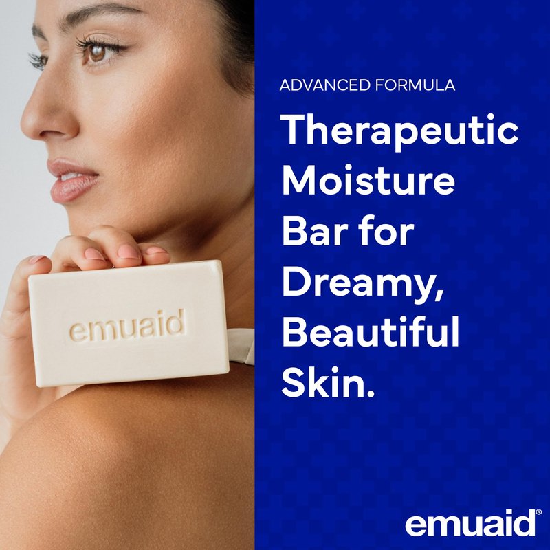 EMUAID Therapeutic Moisture Bar – Medicated Face & Body Cleansing Bar for Fungal-Prone Skin, Jock Itch & Irritation Relief, Soothes & Hydrates with 5% Emu Oil, Tea Tree & Natural Oils, 5oz