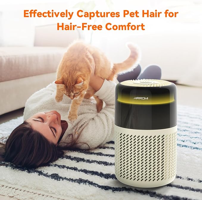 AIRROMI HEPA Air Purifier for Bedroom&Home,Pet Air Purifier for Home Pets,Removes Pet Odor,Cat Litter Smell,Dust,Smoke&Allergies,Quiet Room Air Purifier with Scents,360°Air Cleaner,A2005 Pink