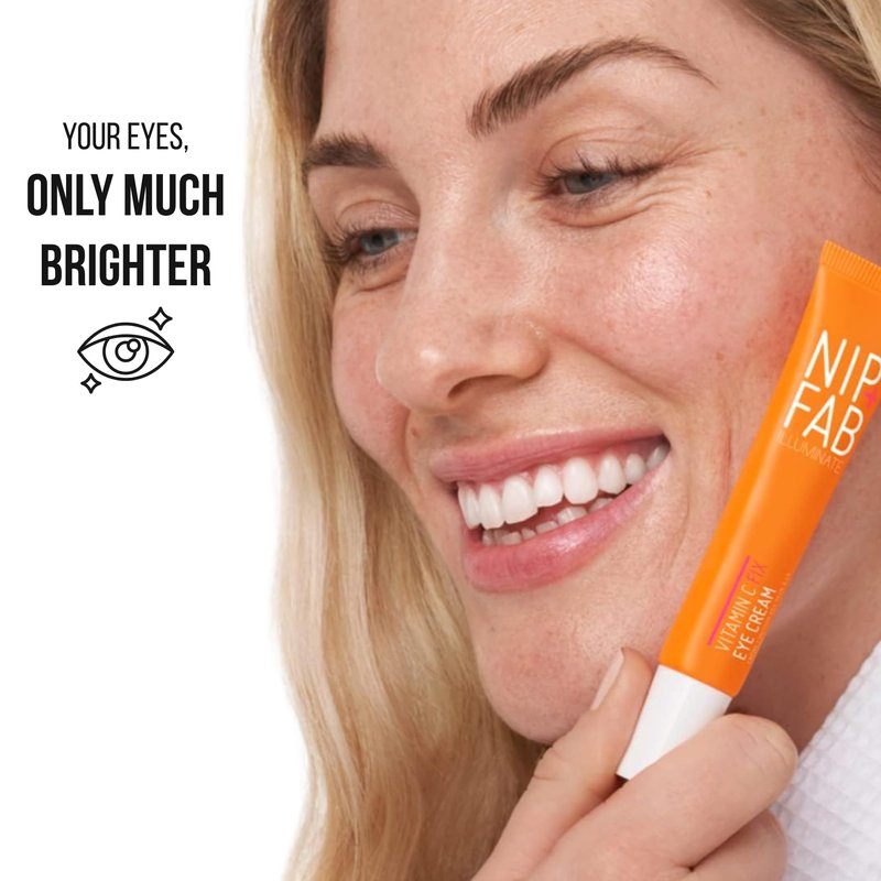 Nip+Fab Vitamin C Fix Eye Cream 10% 0.5 fl oz | with Peptides, Caffeine and Niacinamide for Smoother, Brighter Under Eye Skin | 3 Forms of Vitamin C