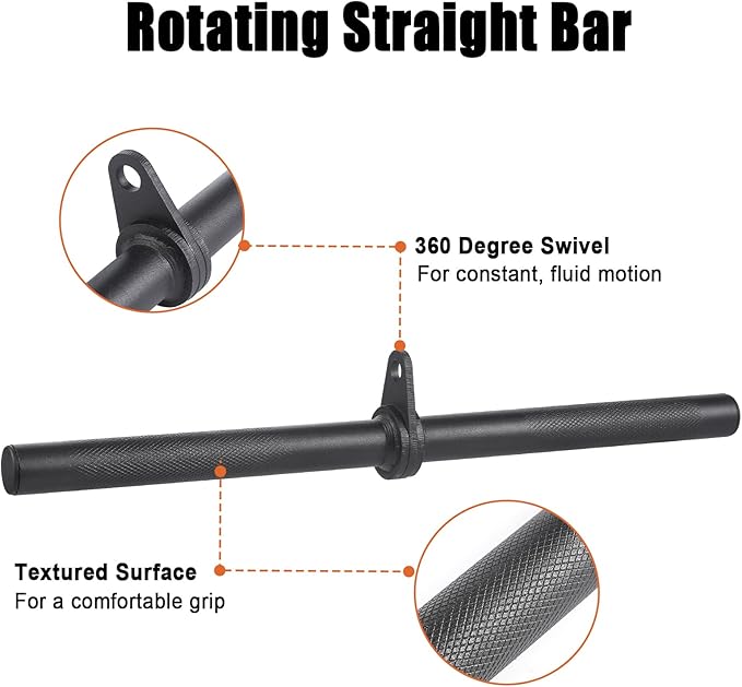 Workout Cable Machine Attachment for Home Gym, SERTT LAT Pulldown Attachments, Cable Accessories for Weight Training, Straight Pull Down Bar, Tricep Rope, Double D Row Handle, V-Shaped Bar