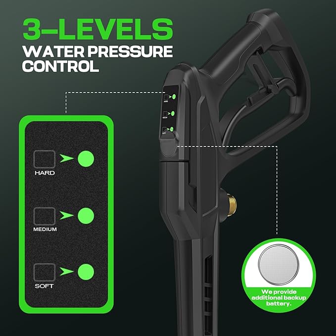 commowner𝐏𝐨𝐰𝐞𝐫 𝐖𝐚𝐬𝐡𝐞𝐫 𝟓𝟎𝟎𝟎𝐏𝐒𝐈 Portable with 20FT Pipe, 4 Nozzle Set for Home/Cars/Fences/Windows, Blue