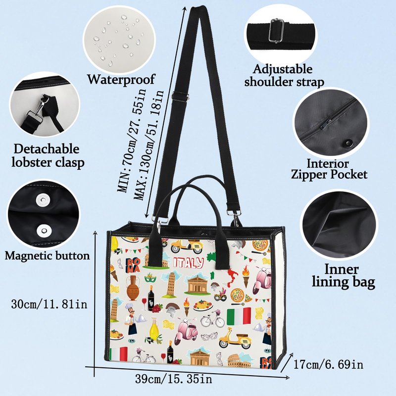 LEVLO Italy Travel Pouch Bag Rome Souvenir Gift Pisa Tower Colosseum Venice Carnival Zipper Pouch Bag Italy Trip Gift (Italy LT)