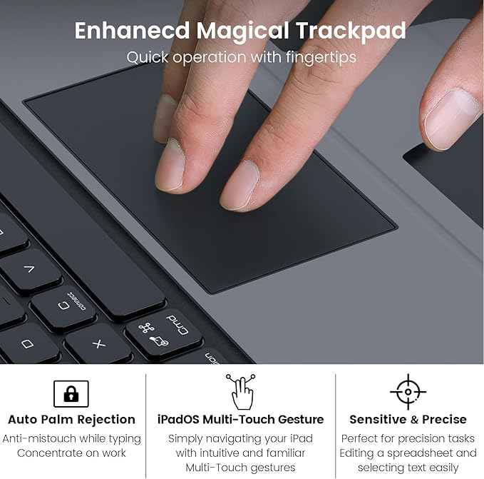 Nillkin iPad Pro 11 inch (M5, 2025/M4,2024) Case with Detachable Keyboard, Magic Trackpad, 7 Colors Backlit, Portrait/Landscape Modes, Rugged Keyboard Case for iPad Pro 11” 5th Gen, Black
