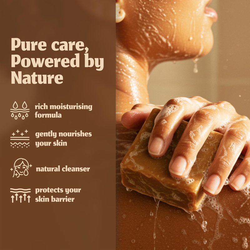 Hekaya Amber Olive Oil Soap Bar – Handmade & Natural – Moisturizing Vegan Soap for Face & Body – Warm Earthy Scent – Pack of 4 Large Bars (17.6 oz Total)