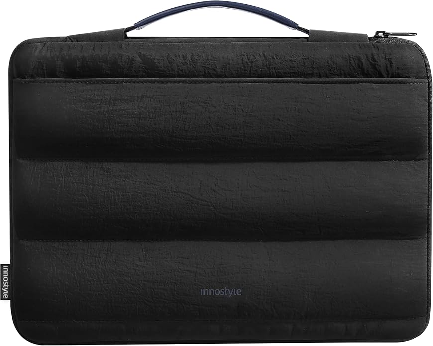 Black Puffy Laptop Sleeve 16-Inch Fluffy Protective Sleeve for MacBook Pro 16/Air 15, Dell XPS 15, HP, for Travel & College