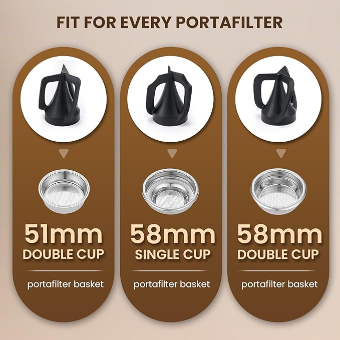 Huanyu Portafilter Cleaner Electric, 6L Large Capacity, with Dual Brush Heads, 3 Scrapers for 58mm and 51mm Portafilters, Automatic Coffee Grounds Cleaning Machine