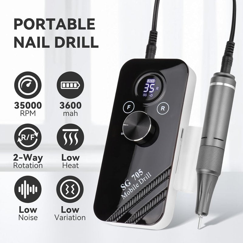 Acrylic Nail Tools Set - Professional Mobile Drill Kit for Nail Art & DIY Manicure | High-Quality Brushes, Files & Accessories