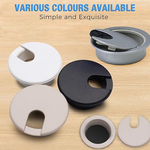 BOPOREAE Desk Grommet 2-1/16" (53 mm), Desk Cord Hole Cover, Cable Grommet ABS Plastic, Desk Hole Grommet for Office and Home Table Cable, Detachable Cable Cord Organizer (Silver Sand 2 Pcs)