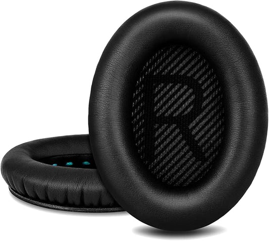 HZTCAM Professional Replacement Ear Pads for Bose QuietComfort 35 QC15 QC25 QC2 QC35/ Ae2 Ae2i Ae2w SoundTrue & SoundLink Over-Ear/Around-Ear Headphones/Soft Protein Leather (Black)