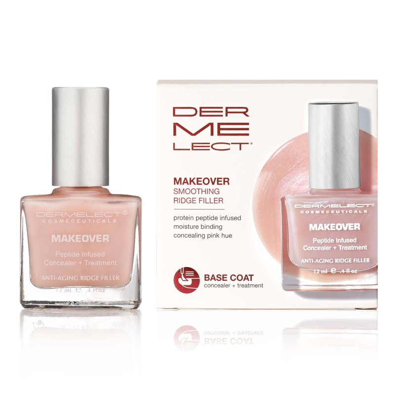 Dermelect Makeover Ridge Filler - Award-Winning Nail Treatment, Strengthens, Moisturizes, Conceals Imperfections, Keratin & Peptide Enriched, For Healthy, Smooth Nails 0.4 oz