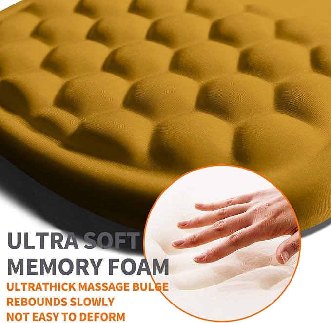 Armanza Ergonomic Joint Wrist Support Mouse Pad with Memory Foam Cushion Massage Bump, Carpal Tunnel Pain Relief Mousepad Slope Design for Wrist Rest, 11.8x7.9 in, Goldenrod