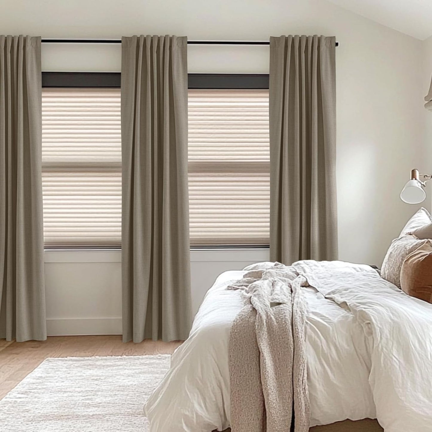 Skiennix 100% Blackout Linen Curtains - Thermal Insulated Drapes, 50" W x 102" L, 2 Panels Set