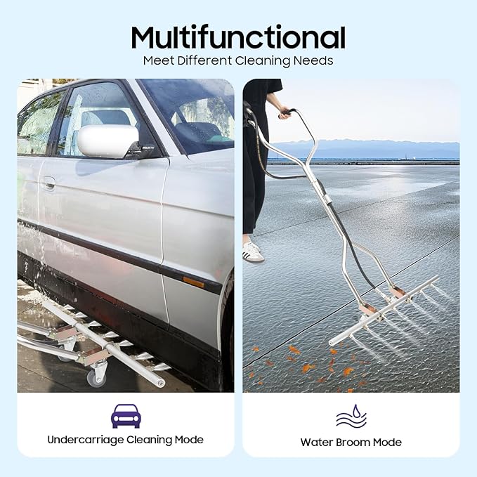 1500-5000 Psi Pressure Washer Water Broom with 7 Nozzles, 360Â° Heavy Duty Water Broom Surface Cleaner for Industrial, Commercial Projects 10.57 Gal/Min 39 * 63 Inch Silver