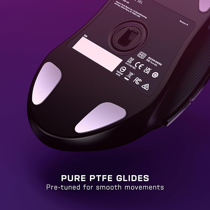 Turtle Beach Pure SEL Wired RGB Gaming Mouse, Ultra-Light 49g Ergonomic Design, 8000 DPI Optical Sensor, Mechanical Switches, Pretension System, Pure PTFE Glides, AIMO RGB Lighting – Black
