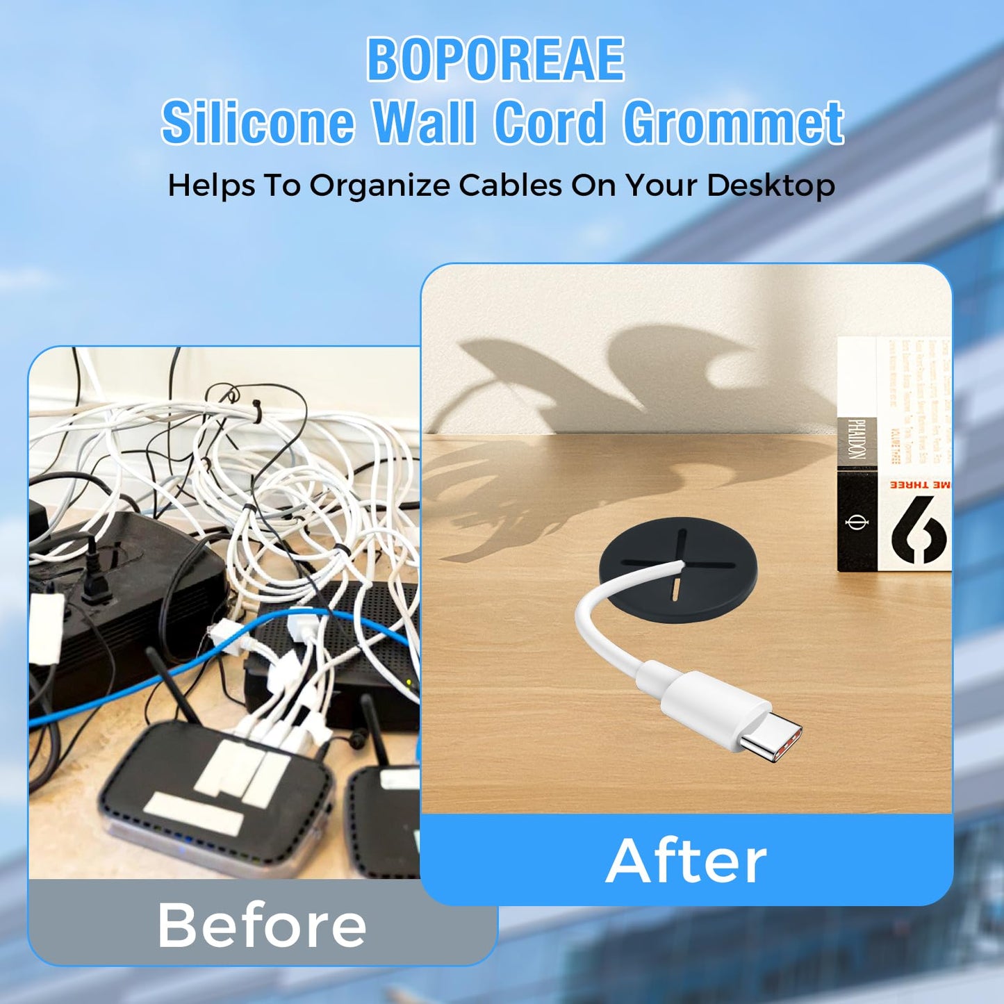 BOPOREAE Desk Grommet, 1 in 25 mm Silicone Rubber Grommets, Black Desk Hole Cover for Cables, Flexible Wall Cord Pass Through Grommet for Office Table Computer Home Furniture Wire Organizer-15 Pcs