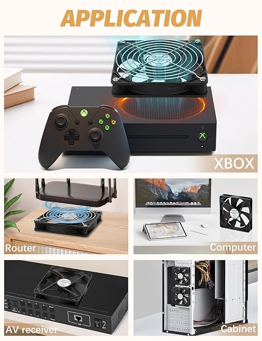 AmRunJe 140mm x 25mm USB Computer Fan with 3 Speed Degree 5v PC Cooling Fan for DVR Receiver PlayStation Xbox AV Cabinet