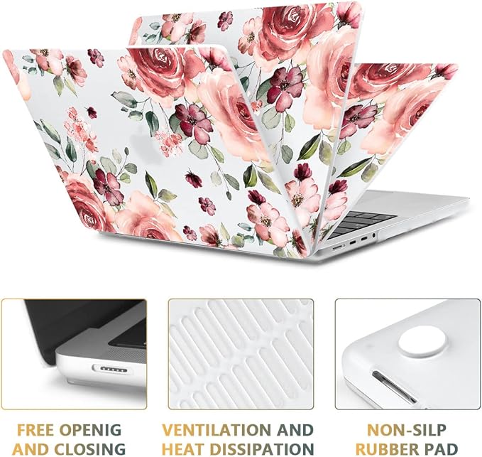 CISSOOK Matte Frosted Floral Hard Shell Case for MacBook Pro 14 Inch 2026 2025 2024 2023 2021 Release Model M5 M4 M3 M2 M1, Case for MacBook Pro 14" with Touch ID