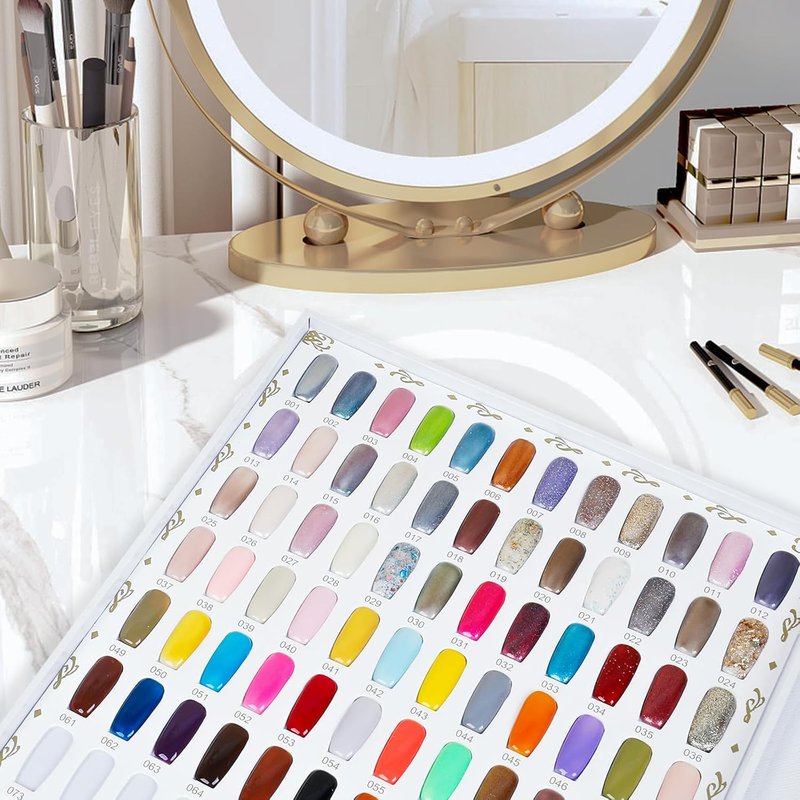 Nail Display Chart - 216 Colors Gel Polish Organizer with 240 False Nail Tips | Silver, 2 Pack