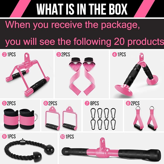 WNOEY LAT Pulldown Attachments, Cable Machine Attachment Gym Accessories, Cable Attachments for Gym, Home Gym Accessories