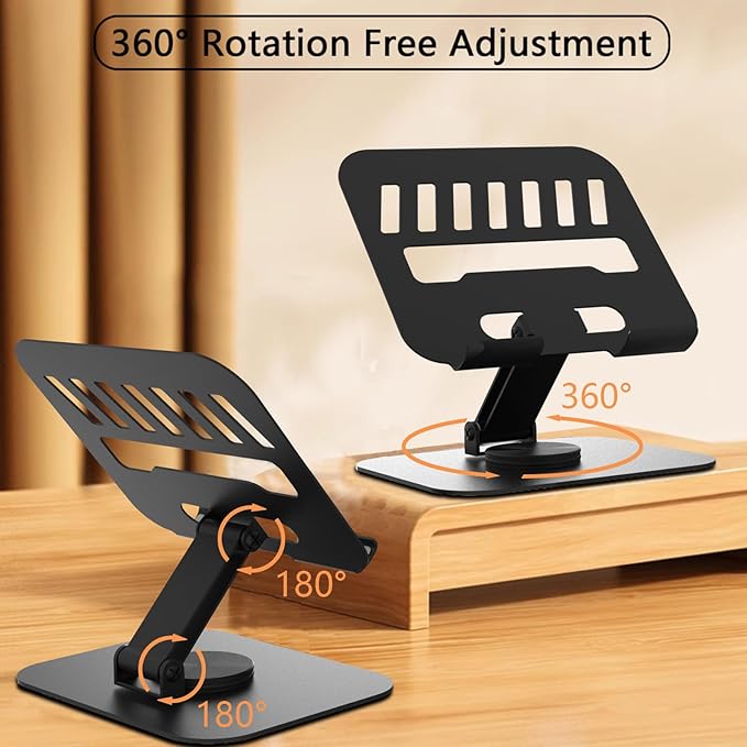 TAPMEI Large Metal Tablet Stand 360° Rotation for 4-16” Tablet, Black