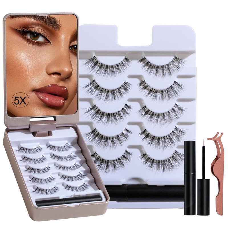 BS-MALL False Eyelashes â Wispy Lashes 100% Handmade Natural Look, Reusable & Durable, Includes 5X Magnifying Mirror and Application Kit (Style02)