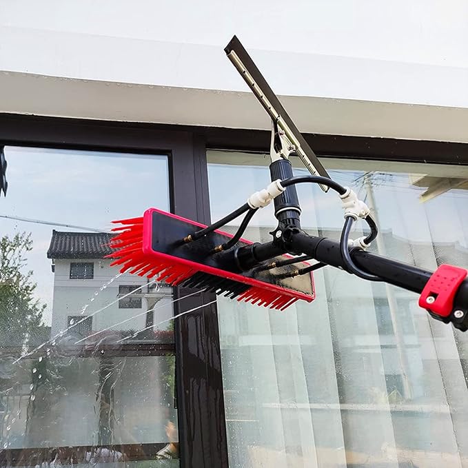 Telescopic Hydrocleaner Cleaning Brush, Multi-Purpose Water Spray Brush for Cleaning Window Solar Panels, 3.6m-10.8m Solar Panel Cleaning Equipment, Roof Cleaning Tools,7.2m