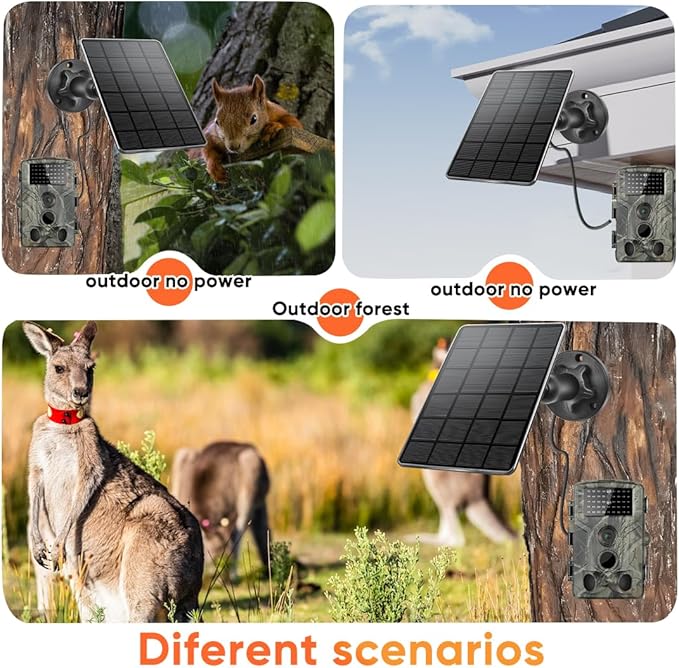Trail Camera Solar Panels,3W Solar Kit Build-in 5000mAh Rechargeable Battery, Hunting Accessories for IP66 Waterproof, 5V Solar Power for Trail Camera