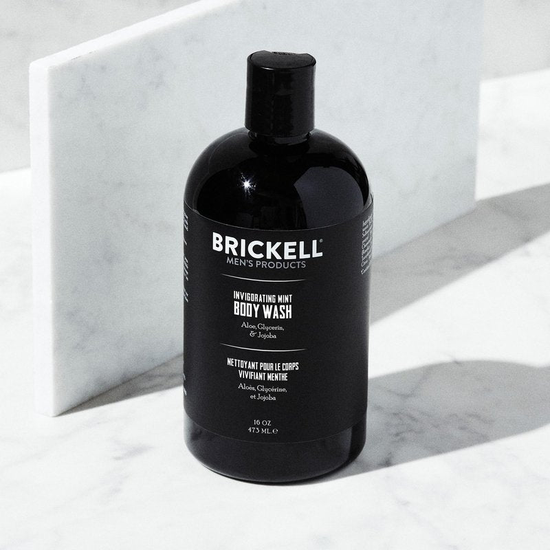 Brickell Men's Invigorating Body Wash for Men, Deep Cleaning Shower Gel with Aloe, Jojoba, and Vitamin E, Scented (Invigorating Mint, 16 oz)
