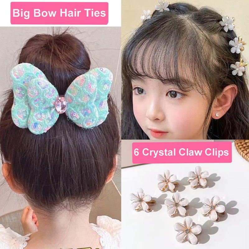 Qopoto Hair Accessories Kit for Girls - Gift Set with Hair Clips, Barrettes, Ties, Bows - Ages 4-15 (Colorful Case)